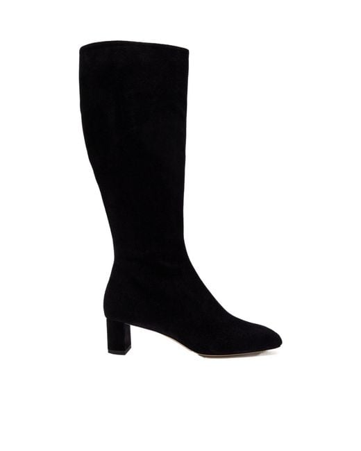 Aeyde Black Marty 50 Suede Knee-High Boots