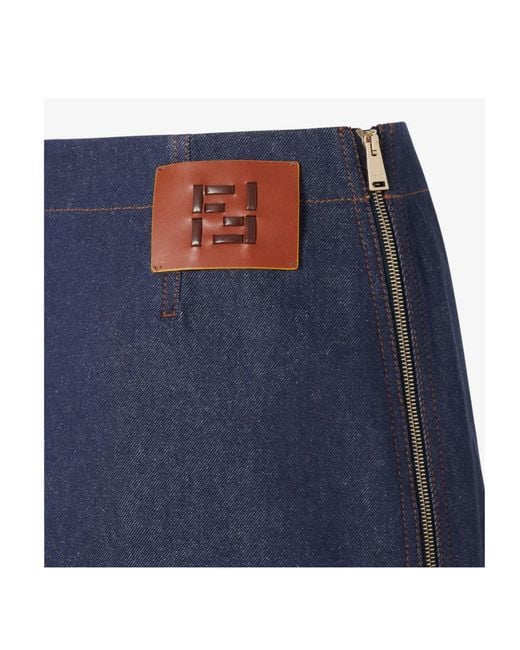 Fendi Blue Full-Zip Denim Mini Skirt