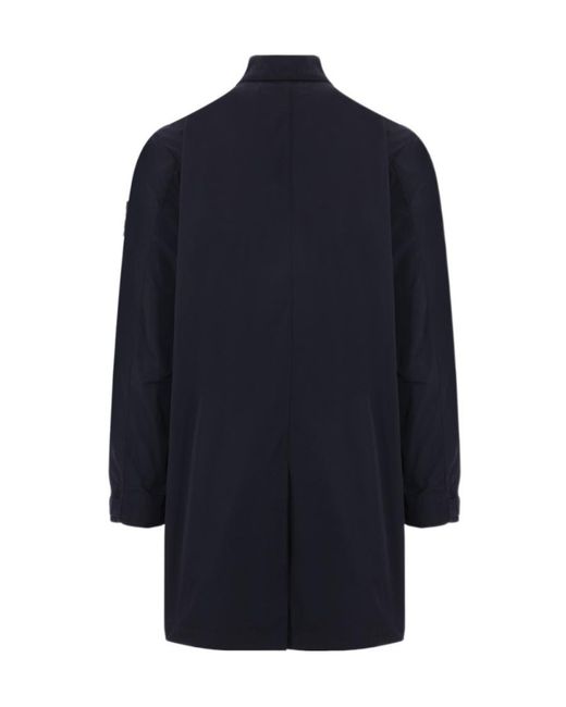 Stone Island Blue Compass-Badge Long-Sleeved Coat for men