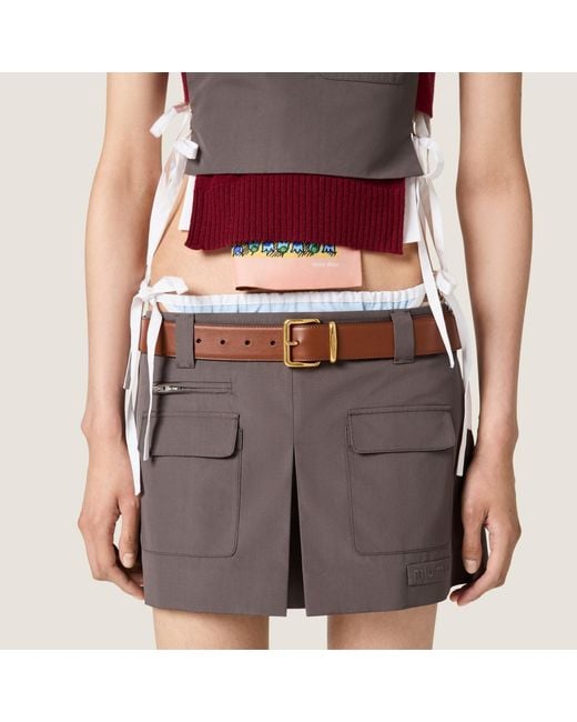 Miu Miu Brown Poplin Mini Skirt