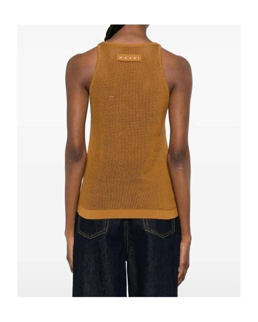 Marni Natural Floral-Intarsia Sleeveless Top
