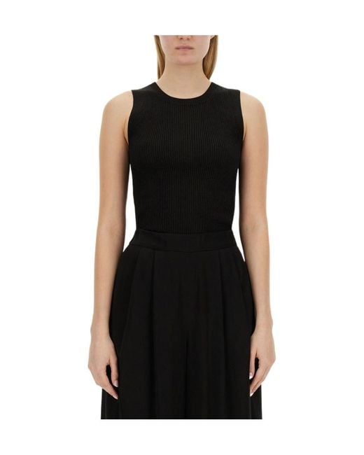 Fabiana Filippi Black Crewneck Ribbed Tank Top