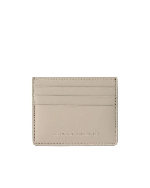 Brunello Cucinelli Natural Logo-Stamp Cardholder
