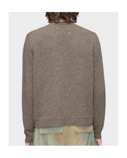 Maison Margiela Gray Fused Knit Wool Crewneck Sweater for men