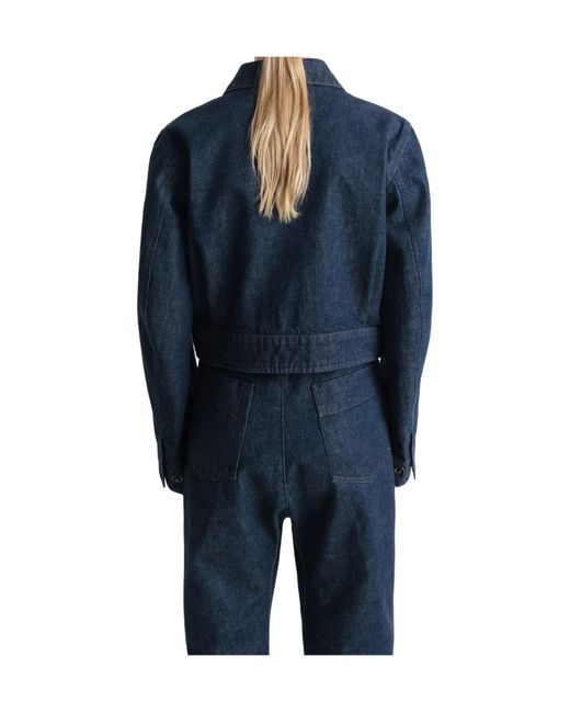 Lemaire Blue Long Sleeved Cropped Jacket