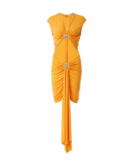 Christopher Esber Yellow Duo Bezel Cutout Jersey Minidress