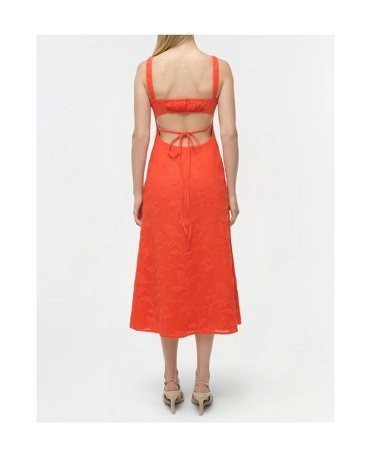 Jonathan Simkhai Red Rosalia Jacquard Midi Dress