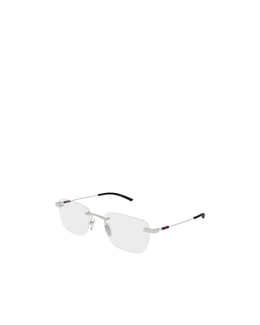 Gucci White Eyewear Rectangular Frame Glasses for men