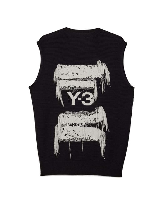 Y-3 Black Graphic Knitted Vest for men