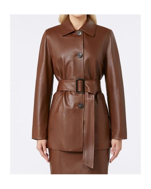 Max Mara Brown Studio Button-Up Belted Jacket