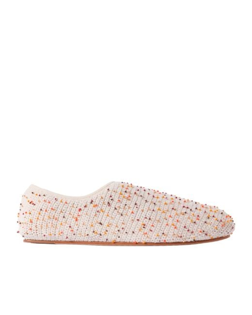 Gabriela Hearst Pink Callie Beaded Crochet Ballet Flats
