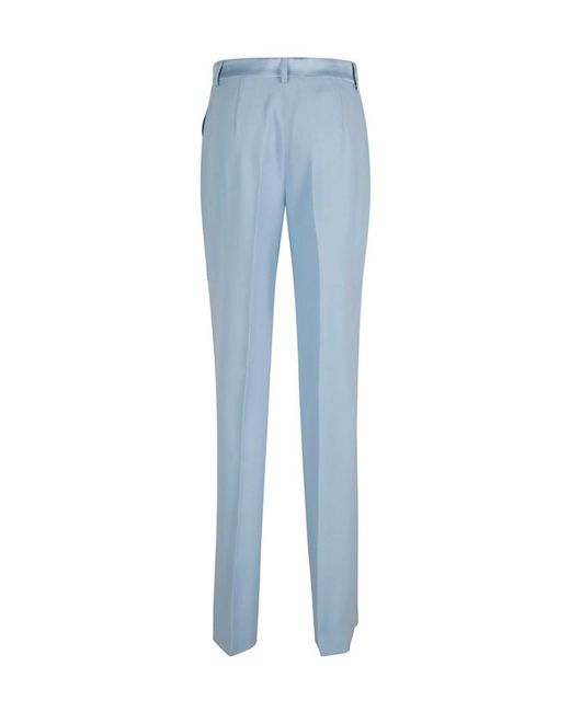 Alberta Ferretti Blue Elastic-Waist Straight Pants