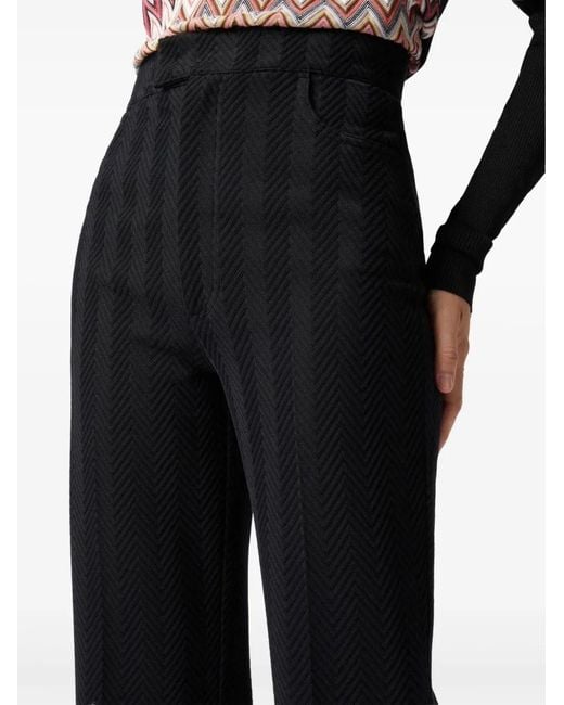 Missoni Black Zigzag-Pattern Straight Trousers