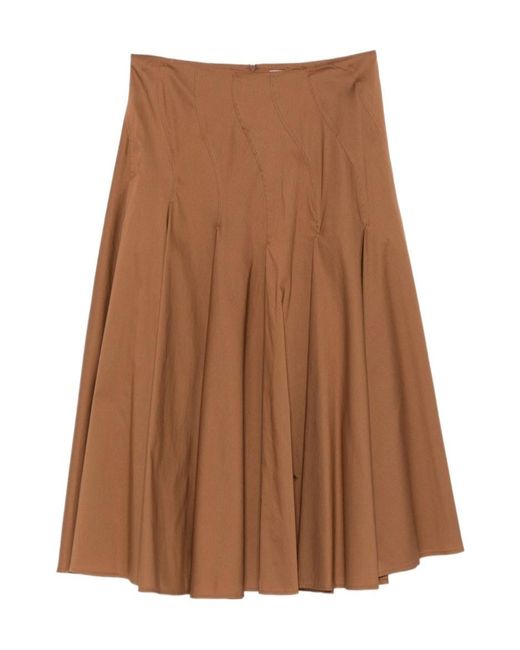 Semicouture Brown Sabella Pleated Skirt