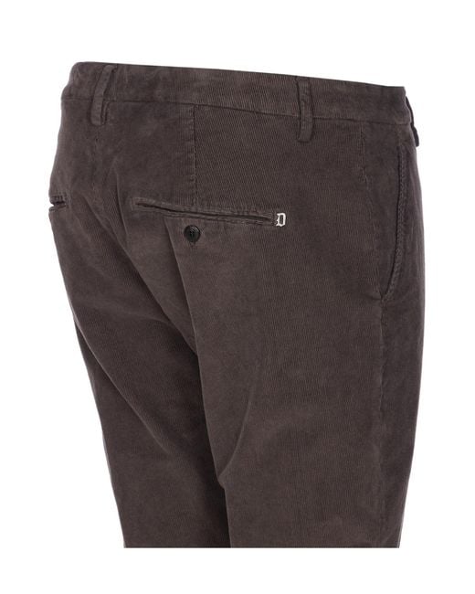 Dondup Gray Gaubert Velvet-Effect Pants for men