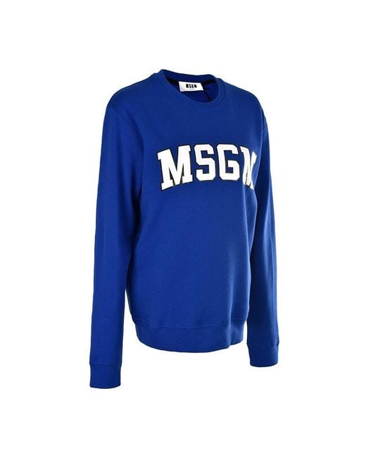 MSGM Blue Logo Letter Printed Sweater