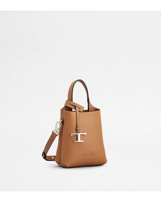 Tod's Brown T-Timeless Pendant Detailed Micro Tote Bag