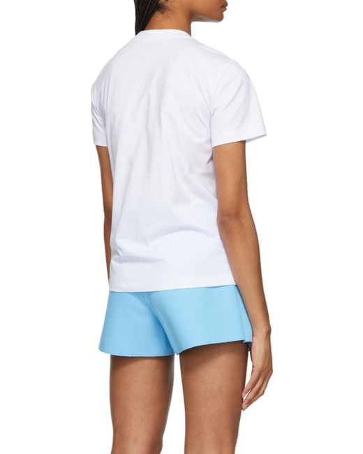MSGM White Logo Printed Crewneck T-Shirt