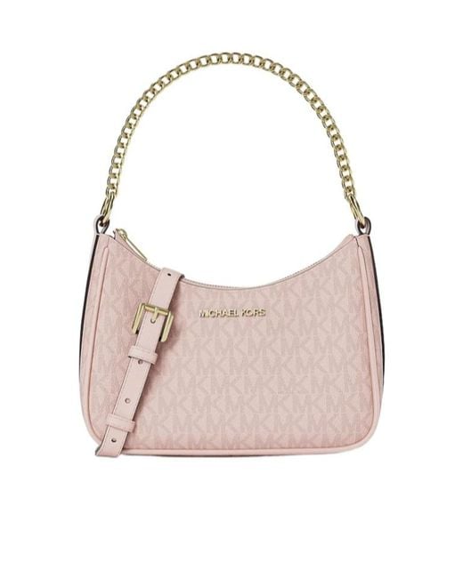 Michael Kors Pink Jet Set Small Signature Logo Convertible Crossbody Bag