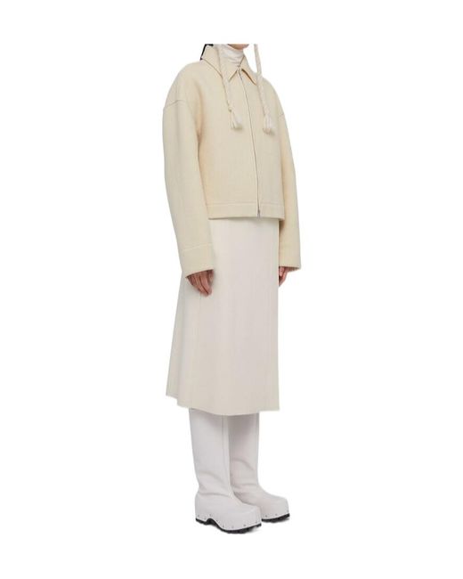 Jil Sander Natural Zip-Up Straight Hem Jacket