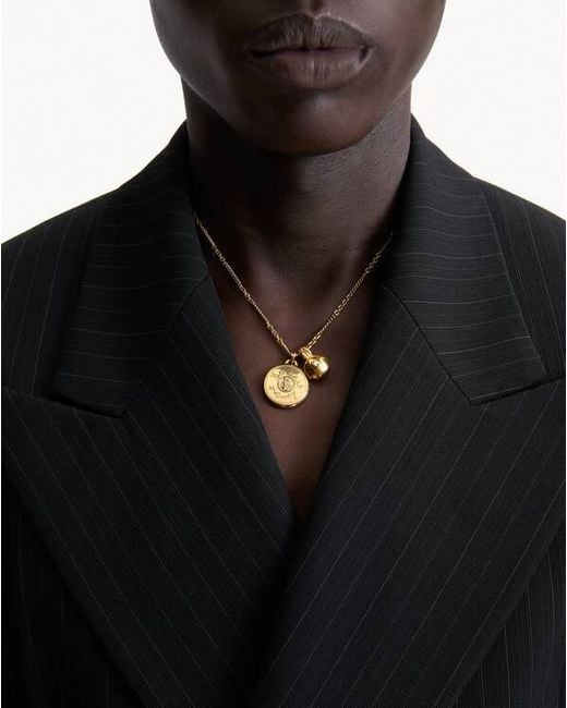 Saint Laurent Metallic Le Cassandre Metal Necklace With Logo Plaque for men
