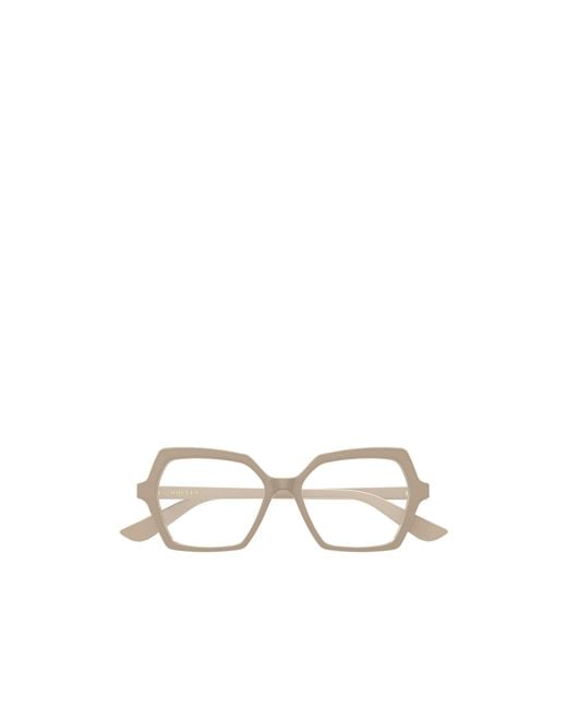McQueen White Eyewear Geometric Frame Glasses