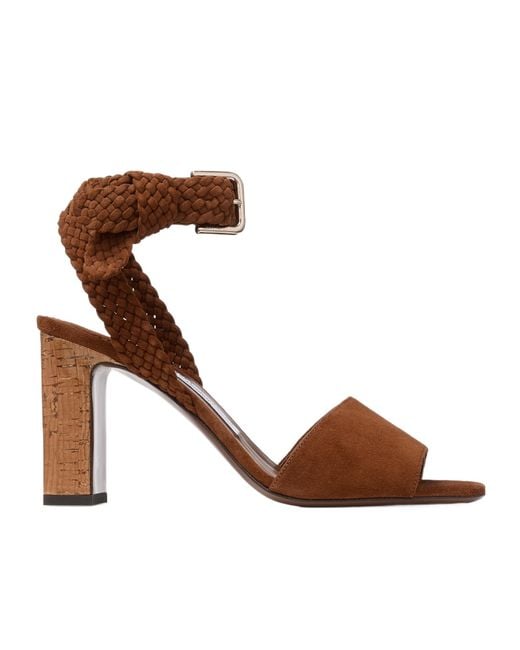 Jimmy Choo Brown Square-Toe High-Heeled Sandals