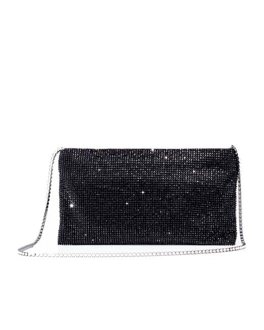 Benedetta Bruzziches Black Crystal-Embellished Mesh Clutch Bag