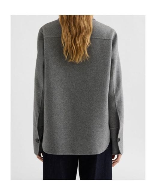 Jil Sander Gray Buttoned Long-Sleeved Shirt Jacket