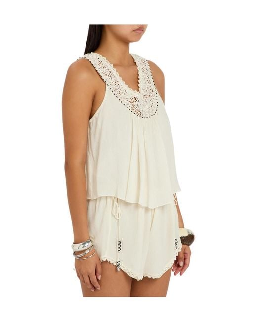 Isabel Marant White Lace-Trim Silk-Georgette Playsuit