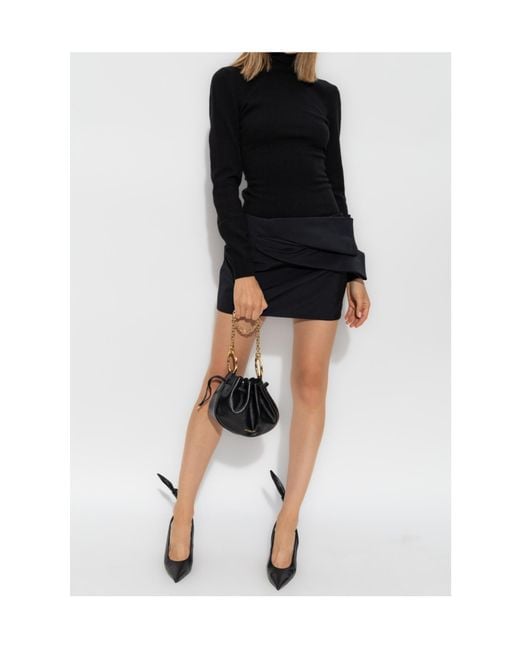 Givenchy Black Mid-Rise Draped Mini Skirt