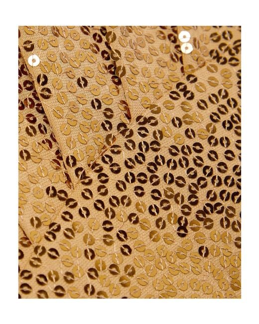 Michael Kors Natural Ruched Sequined Crepe Midi Dress
