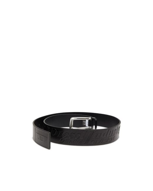 DIESEL Black B-Flag-D Logo-Embossed Belt for men
