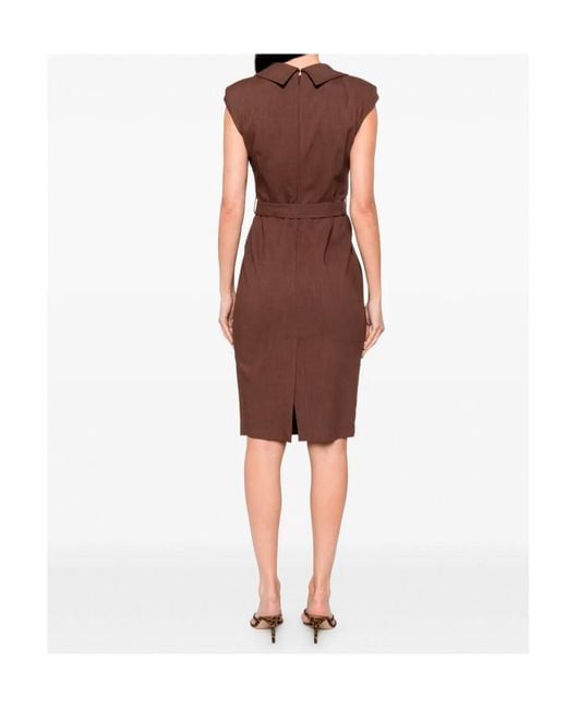 Pinko Brown Belt Midi Wrap Dress