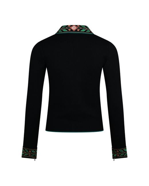 Casablanca Black Embroidered Zipup Knit Jacket
