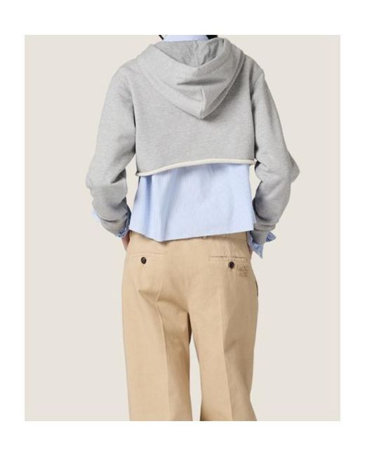 Miu Miu Gray Cropped Hoodie Jacket