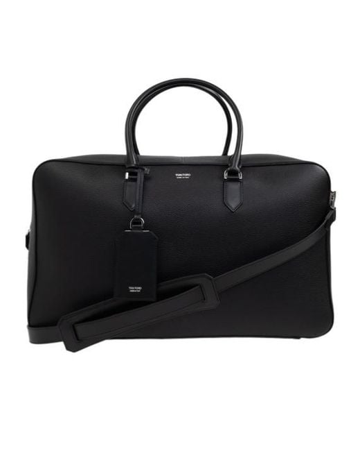 Tom Ford Black Logo Detailed Duffel Bag for men