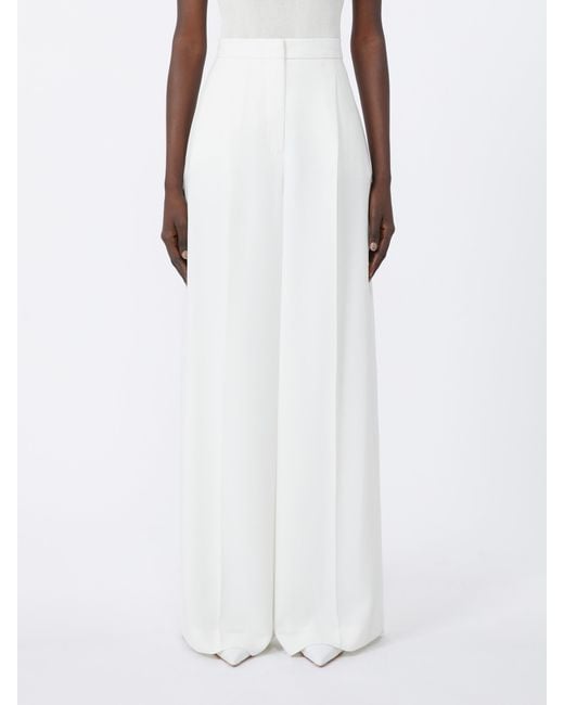 Max Mara White Manetta Pleated Trousers