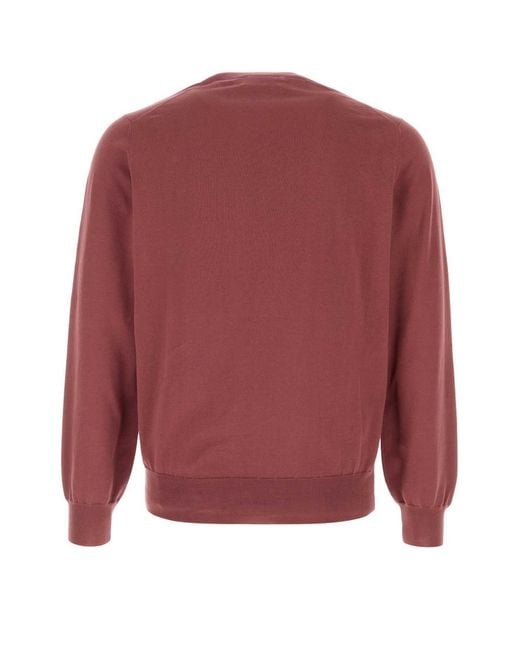 Brunello Cucinelli Red Grape Cotton Sweater for men