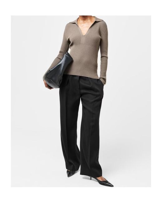 Joseph Brown Long-Sleeved Ribbed Sweater