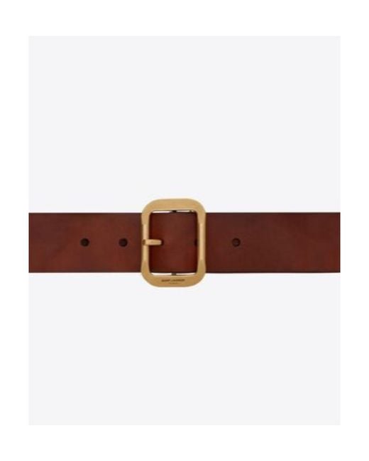 Saint Laurent Brown Buckled Leather Belt for men