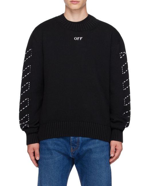 Off-White c/o Virgil Abloh Blue Arrows Motif Crewneck Knitted Jumper for men