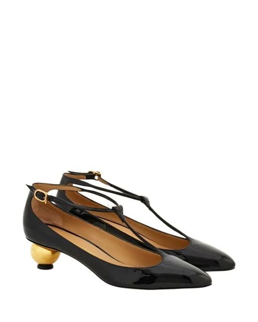Ferragamo Brown Spherical Heel T-Strap Pump