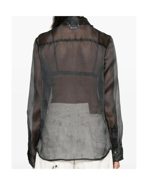Haikure Gray Ronda Sheer Detailed Long-Sleeve Shirt