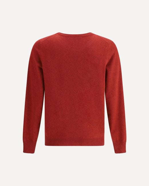 Brunello Cucinelli Red Crewneck Knitted Jumper for men