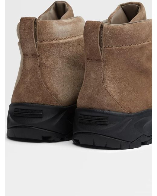 Zegna Brown Triple Stitch Vetta Suede Sneakers for men