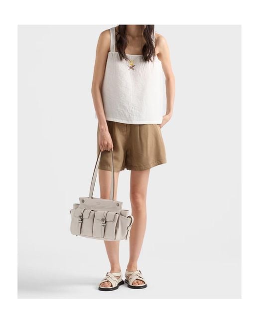 Prada White Embroidered Sleeveless Top