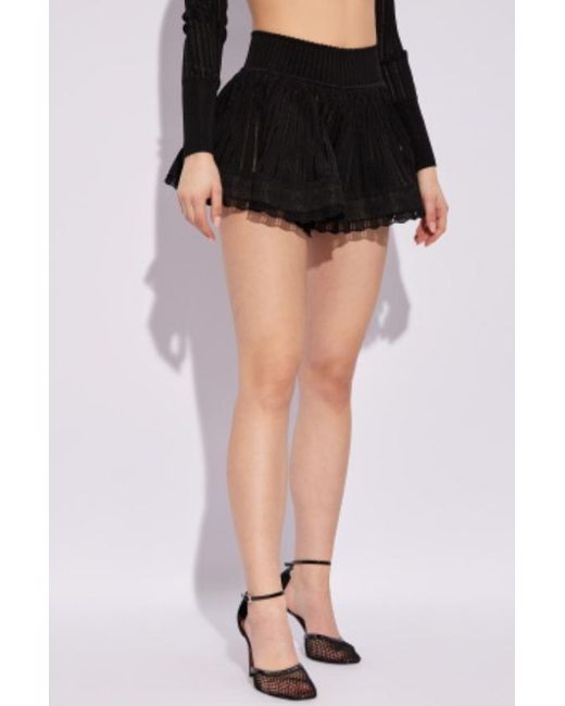 Alaïa Black Striped Lace Shorts