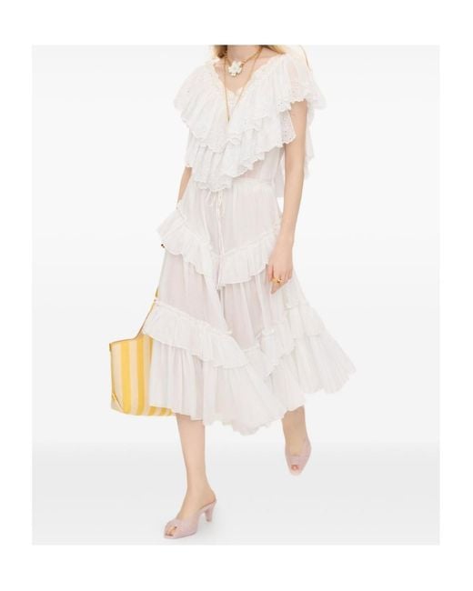 Chloé White Chloé Layered Ruffled Midi Skirt