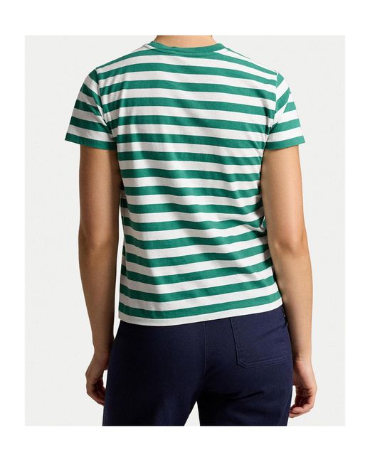 Polo Ralph Lauren Green Striped Embroidered-Logo T-Shirt